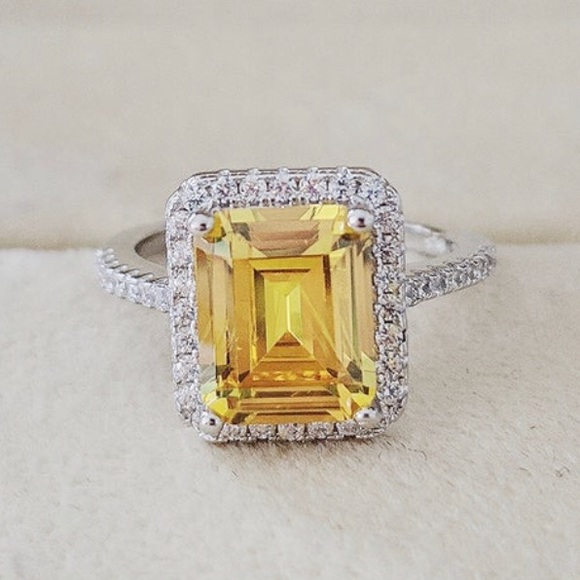 🆕 Coming Soon Yellow Crystal Sterling Silver Ring - Picture 2 of 3